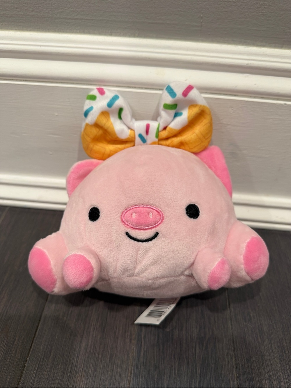 NWOT Smoosh Mushy Pink 8” in Pig Plush with Sprinkles Bow Stuffed Animal Kid Toy